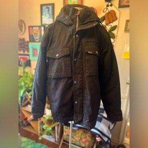 Men’s Smith’s Workwear Black 100% Cotton Canvas Sherpa Lined Coat, M.